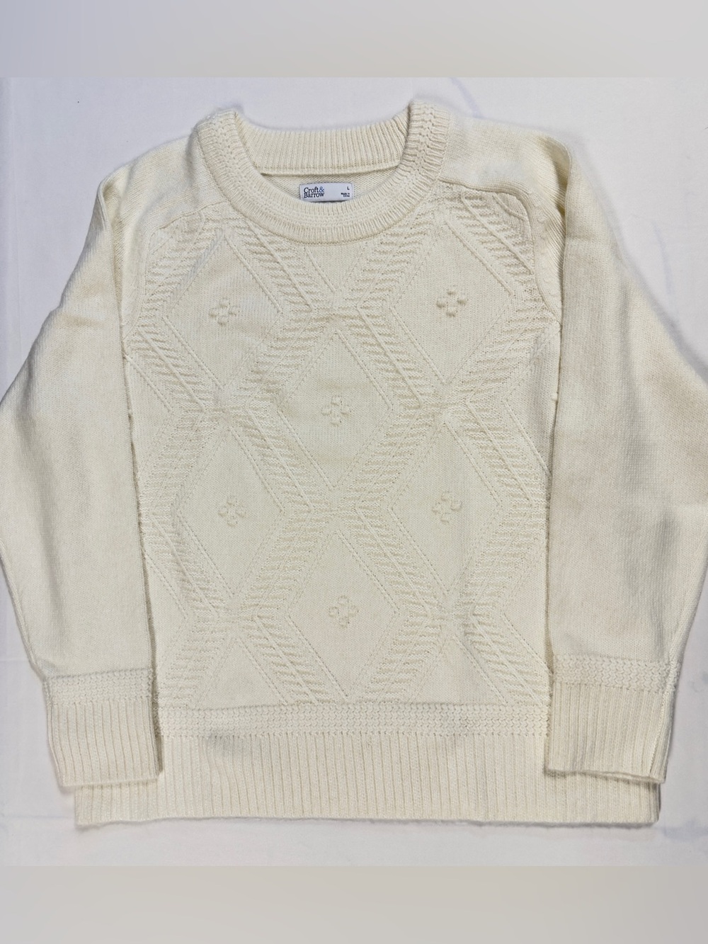 Croft & Barrow NWT Women’s Large Ivory Cable Knit Crewneck Sweater